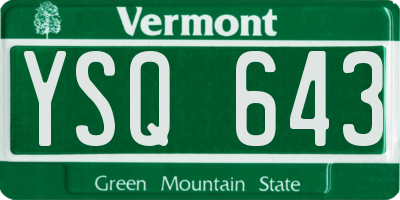 VT license plate YSQ643