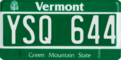 VT license plate YSQ644
