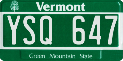 VT license plate YSQ647