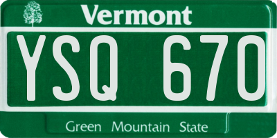 VT license plate YSQ670