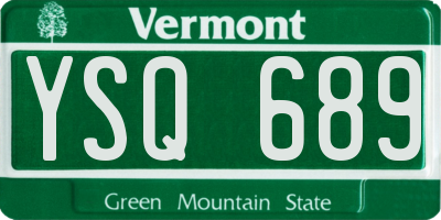 VT license plate YSQ689