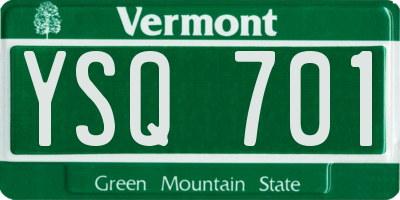 VT license plate YSQ701