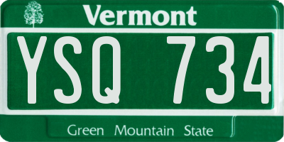 VT license plate YSQ734
