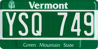 VT license plate YSQ749