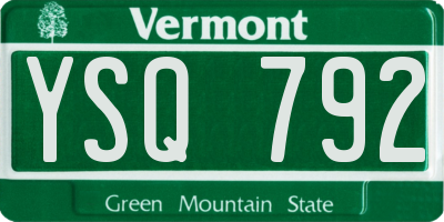 VT license plate YSQ792