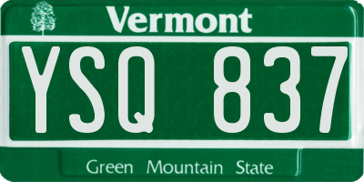 VT license plate YSQ837