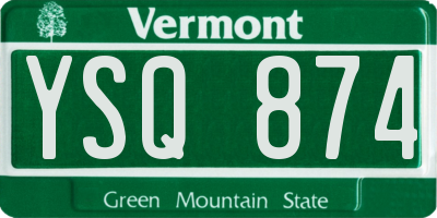 VT license plate YSQ874