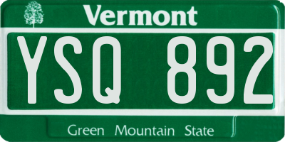 VT license plate YSQ892