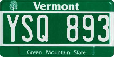 VT license plate YSQ893