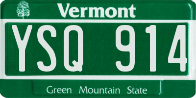 VT license plate YSQ914