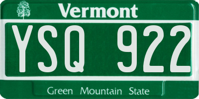 VT license plate YSQ922