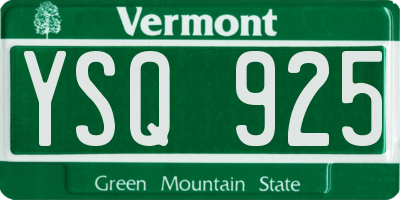 VT license plate YSQ925