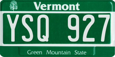 VT license plate YSQ927