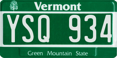 VT license plate YSQ934