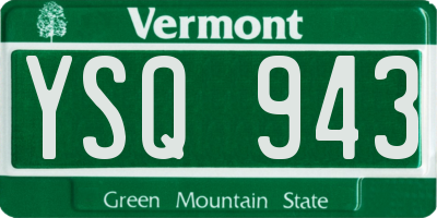 VT license plate YSQ943