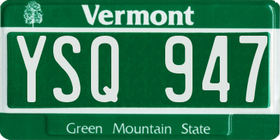 VT license plate YSQ947