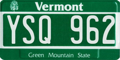 VT license plate YSQ962