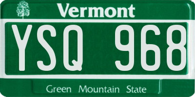 VT license plate YSQ968