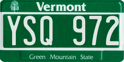 VT license plate YSQ972