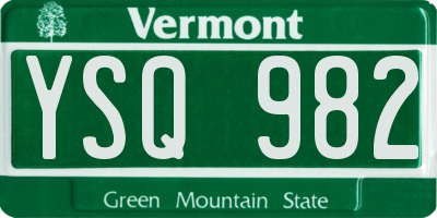 VT license plate YSQ982