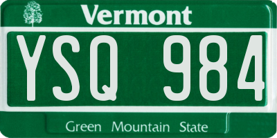 VT license plate YSQ984