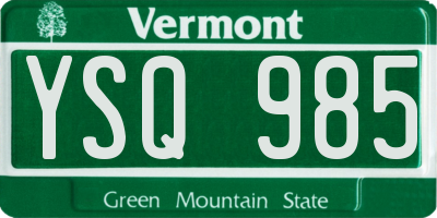VT license plate YSQ985