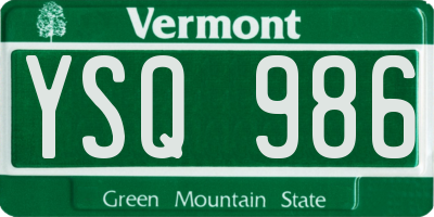 VT license plate YSQ986