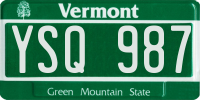 VT license plate YSQ987