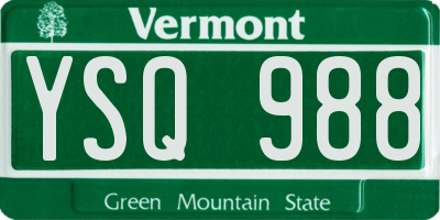 VT license plate YSQ988