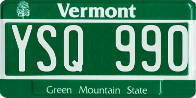 VT license plate YSQ990