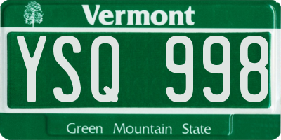 VT license plate YSQ998