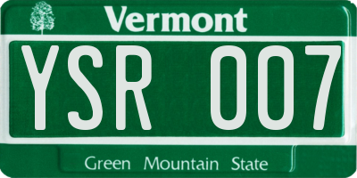 VT license plate YSR007