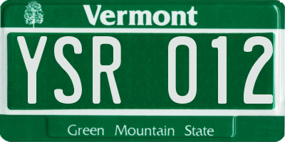 VT license plate YSR012