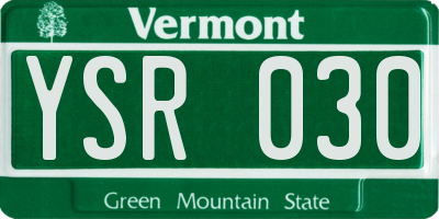 VT license plate YSR030