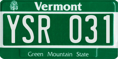VT license plate YSR031