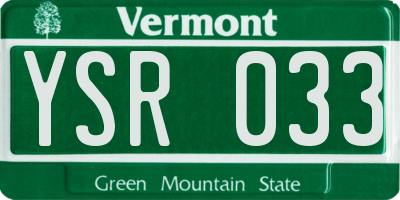 VT license plate YSR033