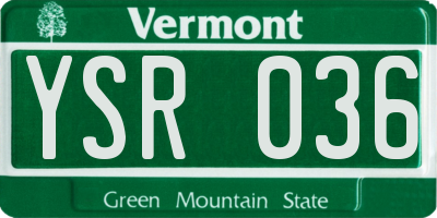 VT license plate YSR036