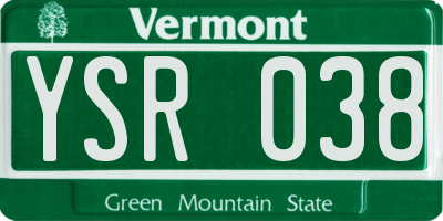VT license plate YSR038