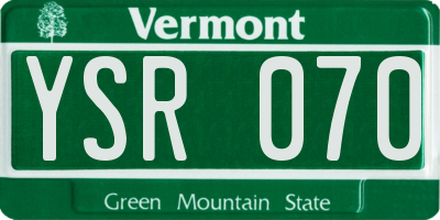 VT license plate YSR070