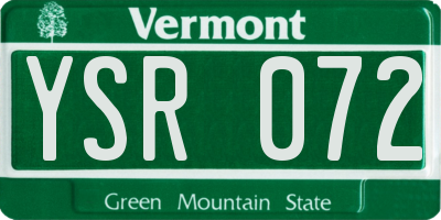 VT license plate YSR072