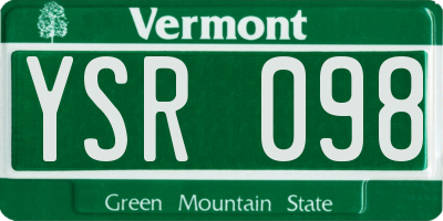 VT license plate YSR098