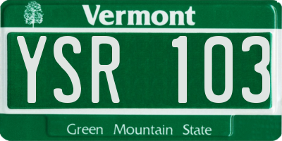 VT license plate YSR103