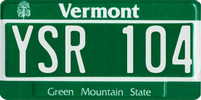 VT license plate YSR104
