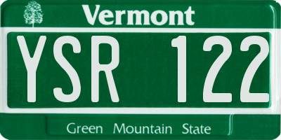 VT license plate YSR122