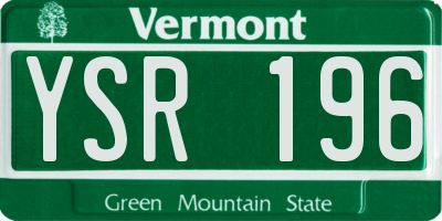 VT license plate YSR196