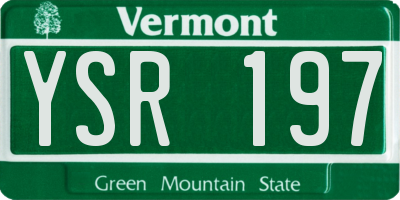 VT license plate YSR197
