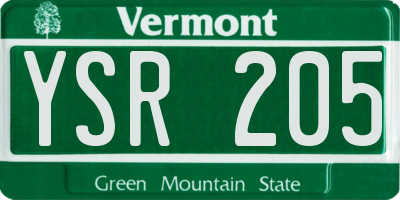 VT license plate YSR205