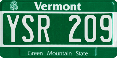 VT license plate YSR209