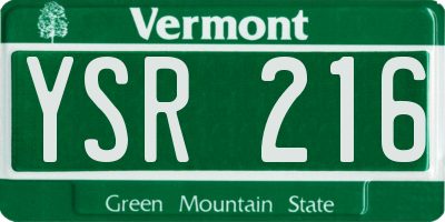 VT license plate YSR216