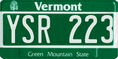 VT license plate YSR223
